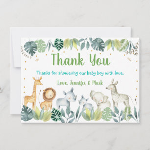 Safari Jungle Baby Shower Thank You Card