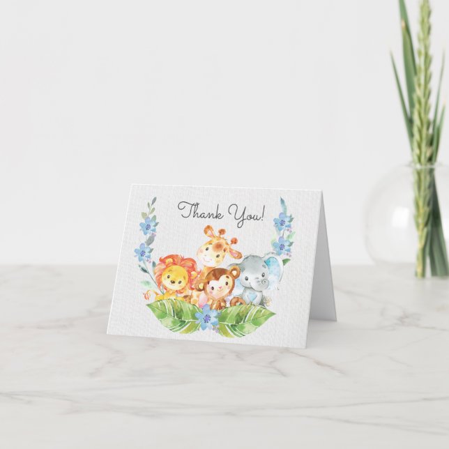 Safari Jungle Baby Shower Thank You Note (Front)
