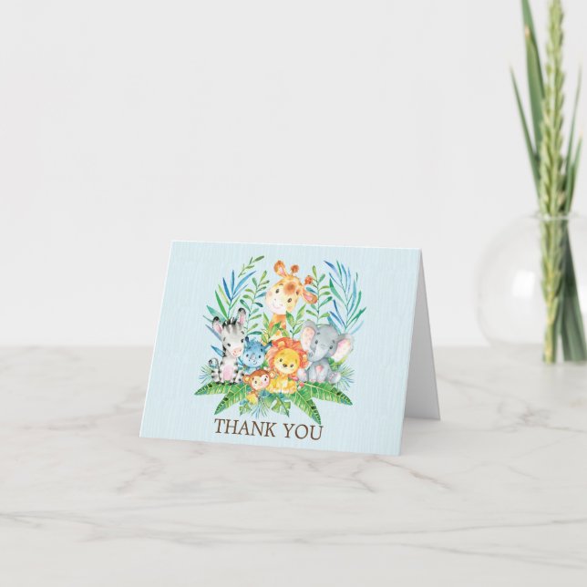 Safari Jungle Baby Shower Thank You Note (Front)
