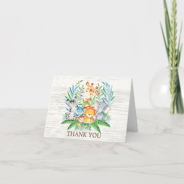 Safari Jungle Baby Shower Thank You Note (Front)