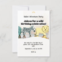 Safari Jungle Birthday Editable Watercolor Animal