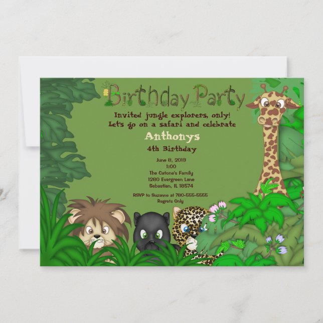 Safari Jungle Birthday Invitation (Front)