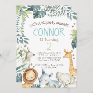 Safari Jungle Birthday Invitation