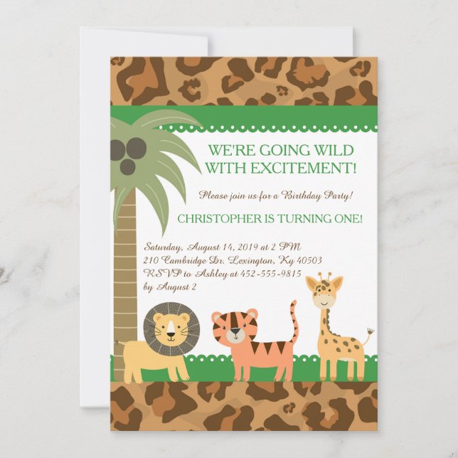 Safari Jungle Birthday Party Invitation (Front)