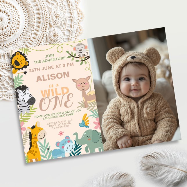 Safari jungle birthday with Photo Invitation (Creator Uploaded)