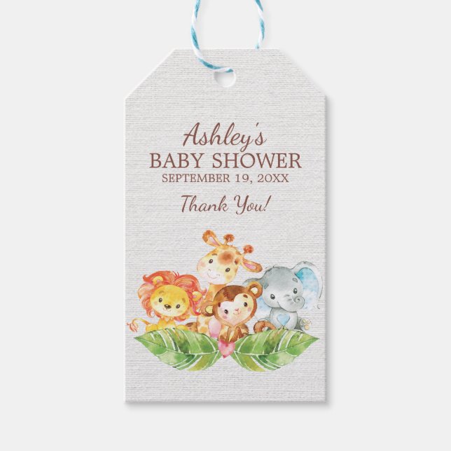 Safari Jungle Boys Baby Shower Favour Gift Tag (Front)