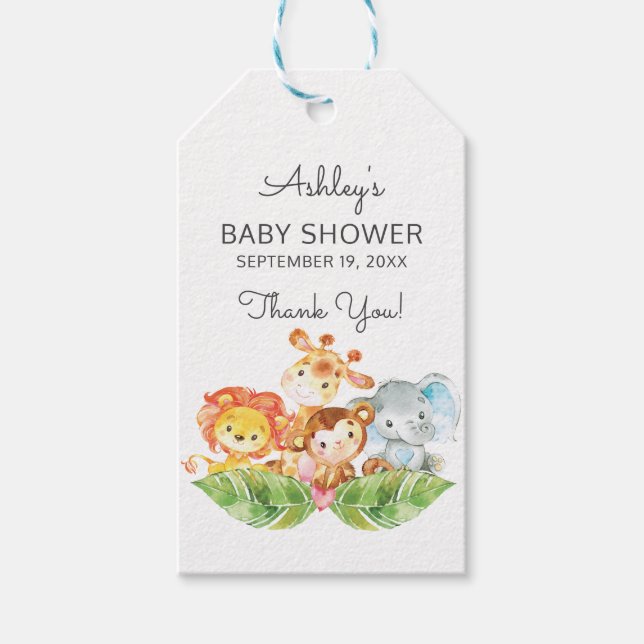 Safari Jungle Boys Baby Shower Favour Gift Tag (Front)