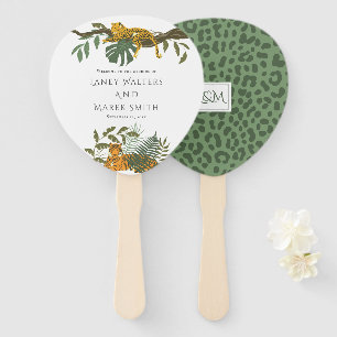 Safari Jungle Cats Green Leopard Wedding Hand Fan