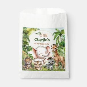 Safari Jungle Cute Animals Wild One 1st Birthday Favour Bag
