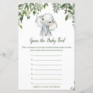 Safari Jungle Elephant Baby Shower Game PRINTED