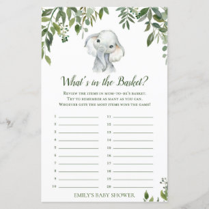 Safari Jungle Elephant Baby Shower Game PRINTED