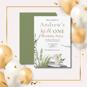 Safari Jungle First Birthday Party Design Invitation