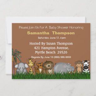 Safari Jungle Friends  Baby Shower Invitation