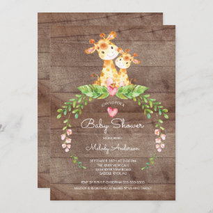 Safari Jungle Giraffe Baby shower Invitation