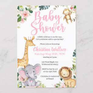 Safari Jungle : Invitations de douches pour bébés