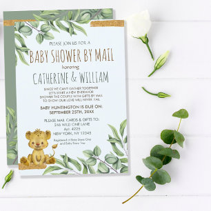 Safari Jungle Lion Modern Baby Shower By Mail Invitation