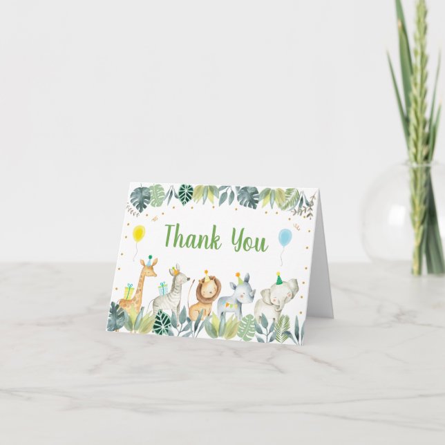 Safari Jungle Party Animal Birthday Thank You (Front)