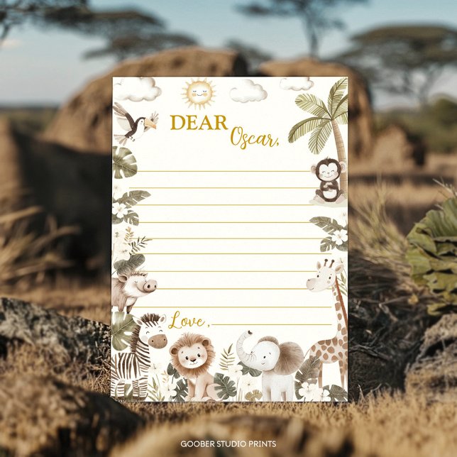 Safari Jungle Party Time Capsule Note Message Card (Creator Uploaded)
