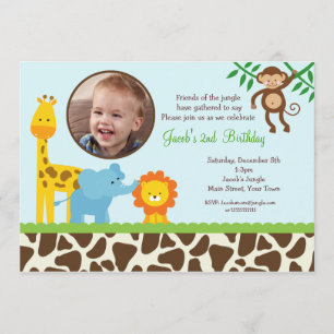 Safari Jungle Photo Birthday Invitations