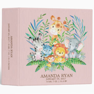 Safari Jungle Shower Girls Baby Photo Album Binder