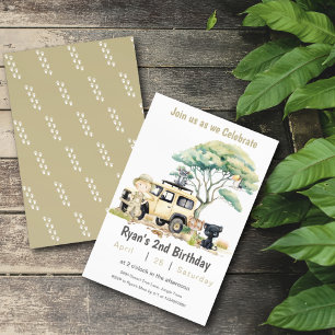 Safari Jungle Watercolor Safari Animals Birthday Invitation