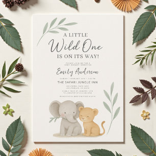Safari Jungle Wild One Baby Shower Invitation