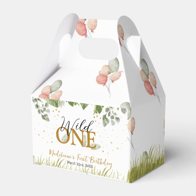 Safari Jungle Wild One First Birthday  Favor Box (Back Side)