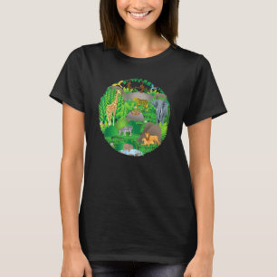 Safari Jungle Zoo Animal Birthday Mom Dad Crew Cir T-Shirt