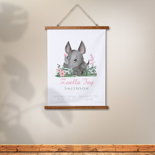 Safari Jungle Zoo Animal Rhino Decor Hanging Tapestry