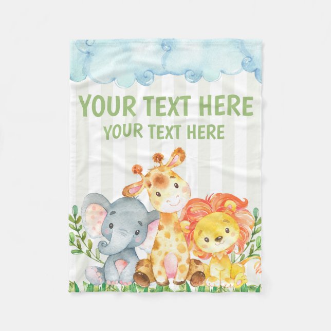 Safari Jungle Zoo Animal Throw Blanket (Front)