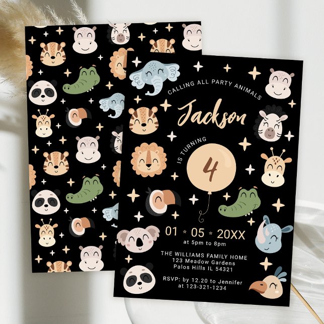 Safari Jungle zoo animals birthday boy invitation (Creator Uploaded)