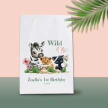 Safari Jungle Zoo Animals Pink Wild One Birthday