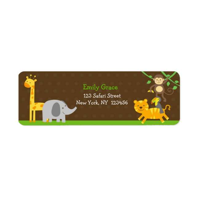 Safari Jungle Zoo Animals Return Address Labels (Front)