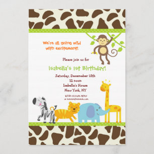 Safari Jungle Zoo Invitations d'anniversaire