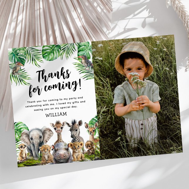 Safari Kids Photo Birthday Thank You Card (Creator Uploaded)