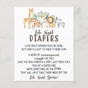 Safari Late Night Diapers Sign, Late Night Diaper