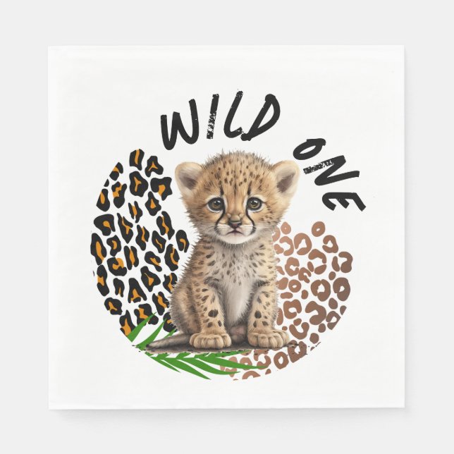 Safari Leopard Birthday Wild One Two Wild Party Napkin (Front)