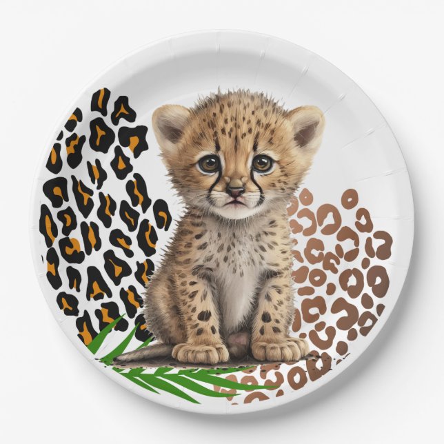 Safari Leopard Birthday Wild One Two Wild Party Paper Plate (Front)