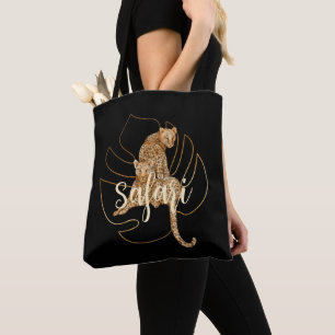 Safari leopard black baby tote bag