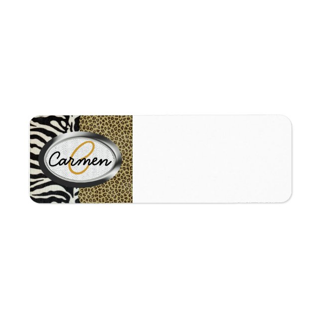 Safari Leopard et Zebra Print Monogramme (Devant)