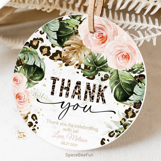 Safari Leopard print Birthday Favour Tags (safari leopard favor tags, jungle theme favor tags, leopard print birthday tags, animal print favor )