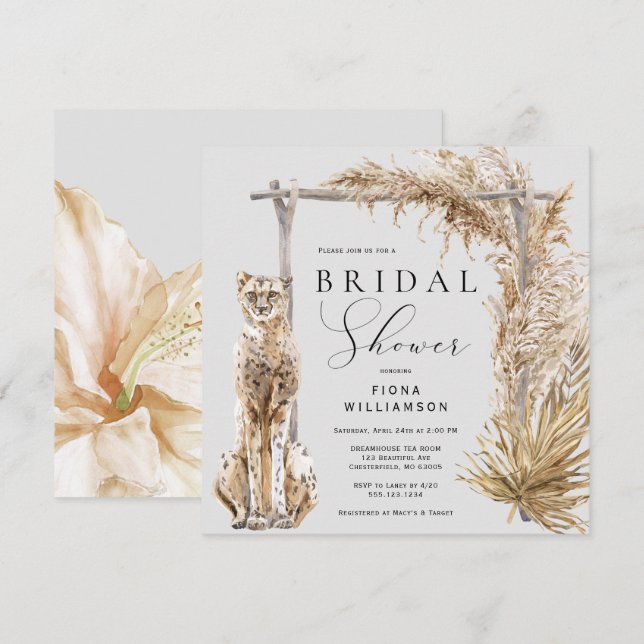 Safari Leopard  Wedding Arch Bridal Shower Invitation (Front/Back)