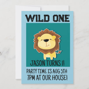 SAFARI LION AGE 1 AN 1ER ANNIVERSAIRE INVITATIONS