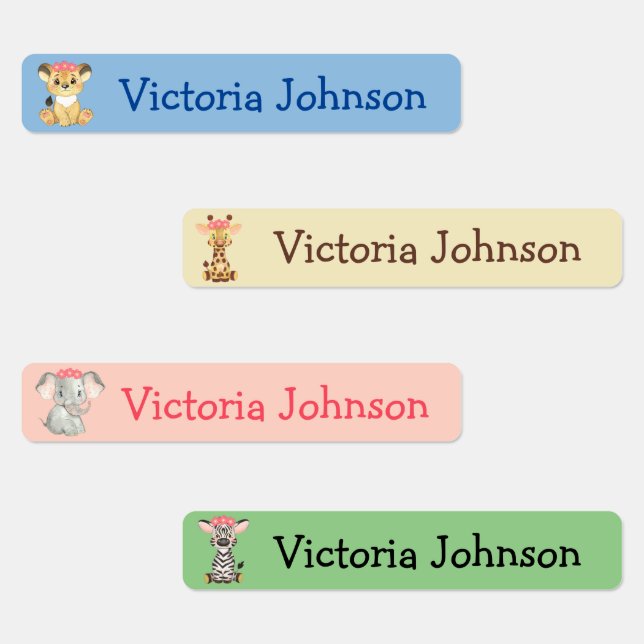 Safari Lion Giraffe Elephant Zebra Girl Name  Kids (Group)