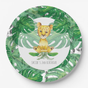 Safari Lion Illustration Personalized Paper Plate