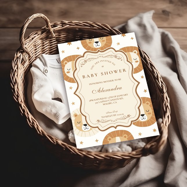 Safari Lion Neutral Baby Shower Invitation (Creator Uploaded)
