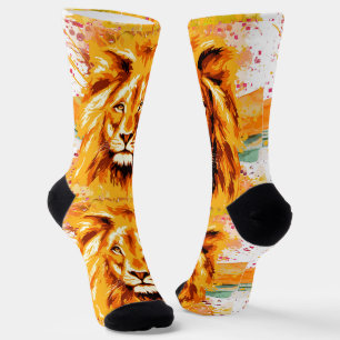 Safari Lion Socks Colourful Lion Head Socks