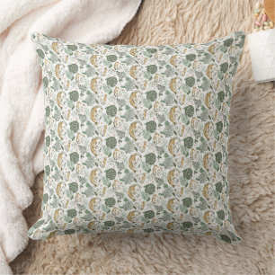 Safari Lion & Tropical Leaves Pattern Throw Pillow