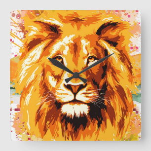 Safari Lion Wall Clock   Colourful Lion Clock 