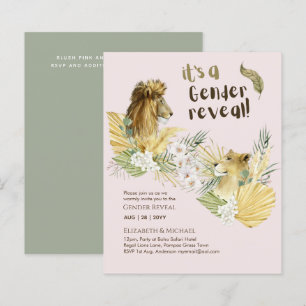 Safari Lions GENDER REVEAL Baby Shower Invitations